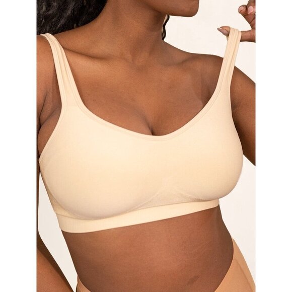 Truekind Womens Daily Comfort Wireless Shaper Bra Sz XL Chai Beige 10022 - Picture 3 of 5